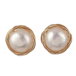 Natural Cultured Freshwater Pearl Stud Earrings&nbsp;EJEW-JE07379