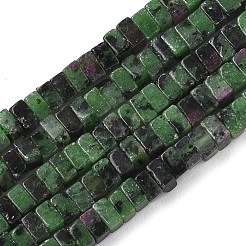 天然石ルビーインゾイサイトビーズ連売り  正方形  4.5x4.5x2.5mm  穴：1mm  約46~51個/連  14.57~15.35''（37~39センチメートル）&nbsp;G-A280-C09-01