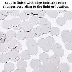 PVCスパンコール/スパンコールペンダント  フラットラウンド  銀  19.5x0.3mm  穴：1.5mm  約454個/500g&nbsp;PVC-WH20005-01B