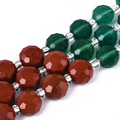 Natural Red Agate & Green Agate & Red Jasper Beads Strands&nbsp;G-T144-19B-01