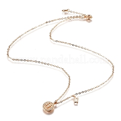 Brass Micro Pave Clear Cubic Zirconia Double Letter Pendant Necklaces&nbsp;NJEW-Z010-21