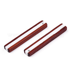 不透明な樹脂と木製のペンダント  長方形のチャーム  ホワイト  47x8.5x4.5mm  穴：1.8mm&nbsp;X-RESI-N039-06A