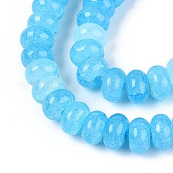 ガラスビーズ連売り  模造アクアマリン  ロンデル  染め  ディープスカイブルー  8~8.5x4.5~5mm  穴：1~1.2mm  約155~159個/連  30.12~31.30インチ（76.5~79.5cm）&nbsp;GLAA-N059-5x8mm-06