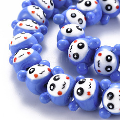 手作り凹凸柄ランプワークビーズ連売り  めめしい男  コーンフラワーブルー  12~13x17~19x14~15mm  穴：2mm  約40個/連  18.11インチ（46cm）&nbsp;LAMP-S194-021E