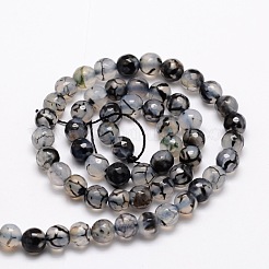Faceted Natural Agate Round Beads Strands&nbsp;G-E319A-6mm-07
