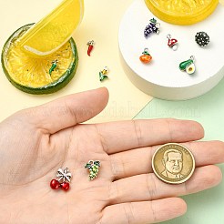 10個10スタイルアロイエナメルチャーム  アンティークシルバー  果物と野菜のシリーズ  混合図形  10~13.5x5.5~10.5x2.8~6mm  穴：1~1.6mm  1個/スタイル&nbsp;FIND-CJ0005-68