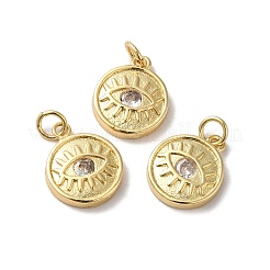 Rack Plating Brass Micro Pave Clear Cubic Zirconia Charms&nbsp;KK-F853-17G