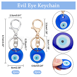 4Pcs 2 Colors Handmade Lampwork Evil Eye Keychain&nbsp;KEYC-NB0001-17