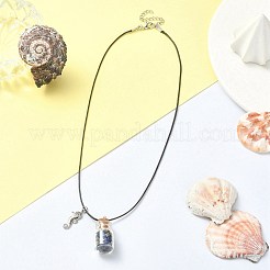 Glass Bottle & Alloy Sea Horse Pendant Necklace&nbsp;NJEW-FZ00014