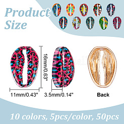 50Pcs 10 Styles Printed Alloy Connector Charms&nbsp;FIND-GO0001-04