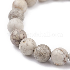 10mm Round Natural Maifanite/Maifan Stone Beads Stretch Bracelet&nbsp;BJEW-JB07088-01