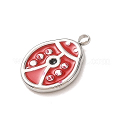 304ステンレススチールエナメルペンダント  てんとう虫のチャーム  ステンレス鋼色  18x13x2mm  穴：1.6mm&nbsp;SA-CBA46B2-08P