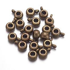 チベット風チューブベイル  ループベイル  保釈ビーズ  カドミウムフリー＆鉛フリー  アンティークブロンズ  9x6x4mm  穴：1.5mm  内径：3mm&nbsp;WAB017H-AB-RS