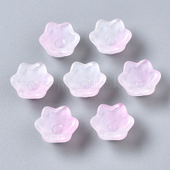 透明なツートンカラーのスプレー塗装ガラスビーズ  花  ピンク  7x11.5x11.5mm  穴：1.2mm&nbsp;GLAA-Q089-002B-008