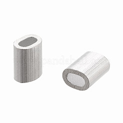 楕円形のアルミニウムスリーブクランプ  ワイヤーロープスエージクリップ用  ステンレス鋼色  5x4x3mm  穴：1x2mm&nbsp;X-STAS-F258-02P