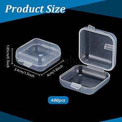 スタッドピアス用ミニPPプラスチック梱包箱400個  正方形  透明  4x3.4x1.85cm&nbsp;CON-PH0003-46
