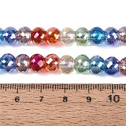 電気メッキ透明ガラスビーズ連売り  ロンデル  多面カット  ミックスカラー  8~8.5x6~6.5mm  穴：1.2~1.5mm  約48~49個/連  12.01~12.40インチ（30.5~31.5cm）&nbsp;EGLA-N022-17A-C01
