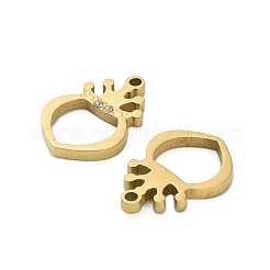 304ステンレスペンダント  ラインストーン付き  ハート  イオンプレーティング（ip）  18KGP本金メッキ  17x12x2mm  穴：1.5mm&nbsp;STAS-A118-01D-G