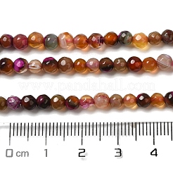 天然石瑪瑙ビーズ連売り  多面カット  ラウンド  染め＆加熱  シエナ  4mm  穴：0.8mm  約88~94個/連  14.5インチ&nbsp;G-H302-A01-06