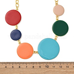 Summer 304 Stainless Steel Colorful Enamel Flat Round Link Chain Necklaces&nbsp;NJEW-S452-01G
