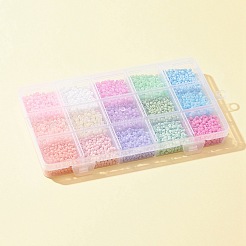 180g 15 スタイル 8/0 ベーキングペイント & セイロンラウンドガラスシードビーズ  ミックスカラー  3~3.5x2mm  穴：1~1.2mm  約12g /スタイル&nbsp;SEED-FS0001-04