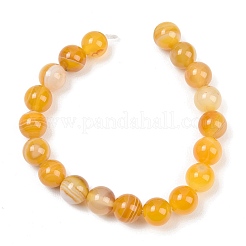 天然石縞瑪瑙/バンデットアゲートビーズ連売り  染め  ラウンド  きいろ  10mm  穴：1.2mm  約19個/連  7.60''（19.3センチメートル）&nbsp;G-Z060-A01-C20