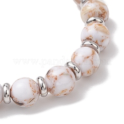 Sea Shell & Synthetic Turquoise Assembled Beads Stretch Bracelets for Men Women&nbsp;BJEW-JB12125-02