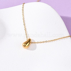 304 Stainless Steel Teardrop Pendant Cable Chain Necklaces for Women&nbsp;NJEW-K255-37G