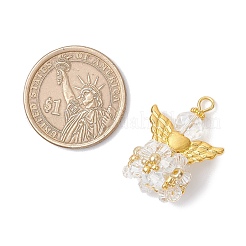 ガラスチャーム  角度  合金製ウィングビーズと鉄製ループ付き  多面カット  透明  30x21.5x16mm  穴：2.2~3.6mm&nbsp;PALLOY-MZ00664-10
