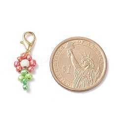 Glass Seed Beaded Flower Pendant Decorations&nbsp;HJEW-JM00729
