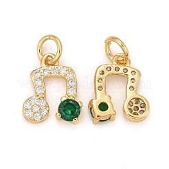 Rack Plating Brass Cubic Zirconia Charms&nbsp;ZIRC-C031-06G