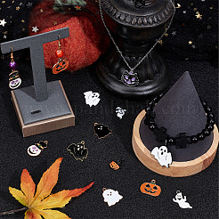 30本15スタイルアロイエナメルペンダント  ハロウィン用  ゴースト＆カボチャ  ミックスカラー  12.5~26.5x12~23x1.2~3mm  穴：1.5~2mm  2個/スタイル&nbsp;ENAM-SC0003-42