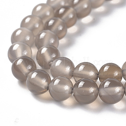 Natural Grey Agate Bead Strands&nbsp;G-R193-12-6mm-01