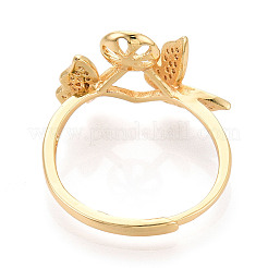 Butterfly Brass Micro Pave Clear Cubic Zirconia Adjustable Ring Settings&nbsp;KK-T076-30G