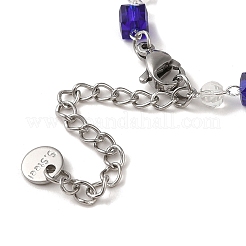 Rondelle Cube Glass & Brass Link Chain Bracelets&nbsp;BJEW-L685-09P