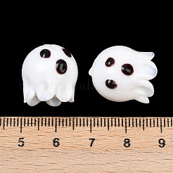 ハロウィーンの手作りランプワークビーズ  ゴースト  17x15.5x16.5mm  穴：1.8mm&nbsp;LAMP-Z016-01G