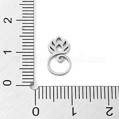 変色しない304ステンレススチールチャーム  レーザー切断  蓮のチャーム  ステンレス鋼色  12x7x1mm  穴：1.2mm&nbsp;STAS-D036-01P