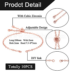 10Pcs Rack Plating Brass Cable Chain Link Bracelet Making&nbsp;KK-TA0001-42C