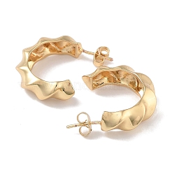 Brass Twist Half Round Stud Earrings&nbsp;EJEW-M239-04G
