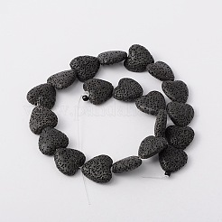 染められた天然溶岩岩ビーズ連売り  ハート  ブラック  20~21x20~21x7~8mm  穴：1mm  約20個/連  15.55インチ&nbsp;G917-11