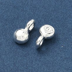 925スターリングシルバーチャーム  銀色のメッキ  スタンプ925個付き  ラウンド  8.5x4.5x4mm  穴：1.8mm&nbsp;STER-H119-05B-S