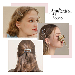 布製スナップヘアクリップ12個、6スタイル  合金と  ヒョウ  混合図形  52.5~72x23.5~56x2.5mm  2個/スタイル&nbsp;OHAR-HS0001-01