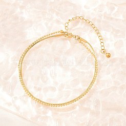 304 Stainless Steel Ball Chain & Snake Chain Double Layers Bracelets for Women&nbsp;BJEW-D460-06G