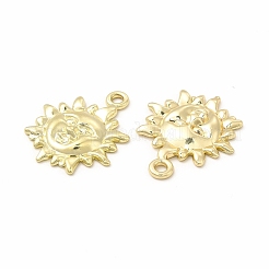 ラックメッキ合金ペンダント  カドミウムフリー＆ニッケルフリー＆鉛フリー  人間の顔入り太陽のチャーム  ライトゴールド  23x19x3mm  穴：1.8mm&nbsp;FIND-G054-05LG
