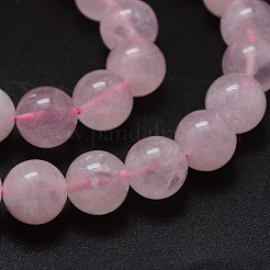 天然マダガスカル ローズクォーツビーズ連売り  ラウンド  8mm  穴：0.8mm  約46個/連  15インチ&nbsp;G-K285-33-8mm-02