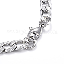 304ステンレススチールブレスレット1個  フィガロチェーン  カニカン付き  ステンレス鋼色  7-7/8インチ（20cm）  6mm&nbsp;BJEW-DJ0001-59