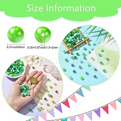 DIYグリーンシリーズネックレス＆ブレスレット作成キット  500個のレインボー＆蛍光＆透明アクリルラウンドビーズが含まれています  100個のイミテーションキャットアイ＆ストライプレジンビーズ  グリーン  8mm  穴：2mm  約600個/箱&nbsp;DIY-CJ0001-77