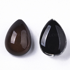 半透明のガラスカボション  変化する色の雰囲気のカボション  ティアドロップ  ブラック  14x10x7mm&nbsp;X-GLAA-T023-01A