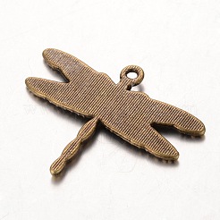 トンボ合金チャーム  鉛フリー及びカドミウムフリー  アンティークブロンズカラー  28x35.5x2mm  穴：1.5mm&nbsp;EA10966Y-AB