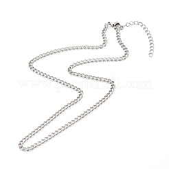 変色しない304ステンレススチールカーブチェーンネックレス  ステンレス鋼色  17.87インチ（45.4cm）&nbsp;NJEW-JN03637